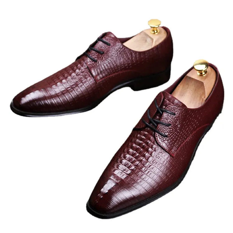 Leather men's pattern casual shoes