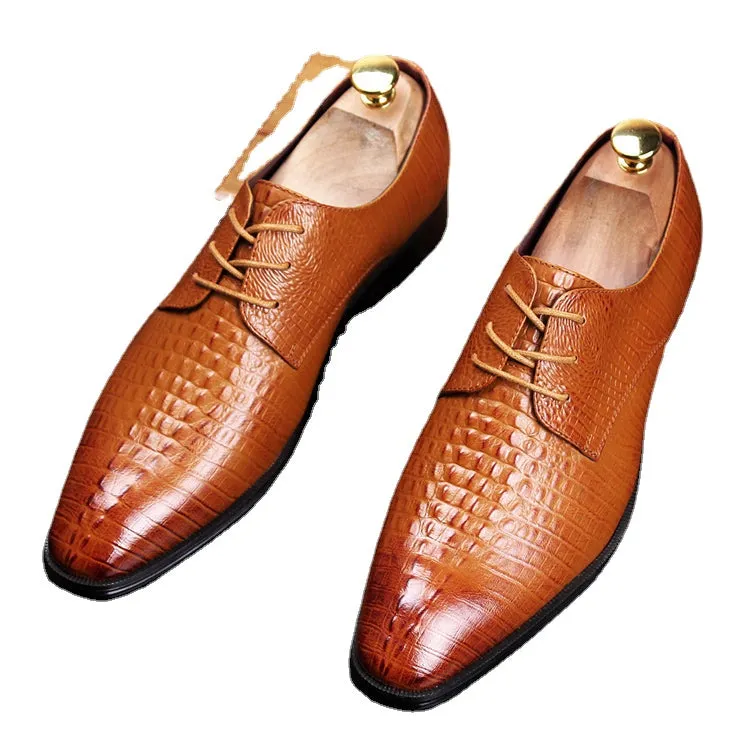 Leather men's pattern casual shoes