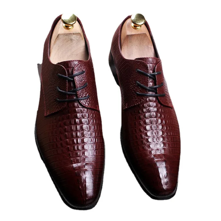 Leather men's pattern casual shoes