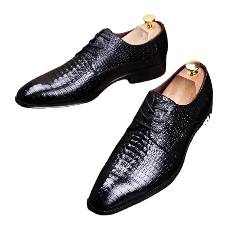 Leather men's pattern casual shoes