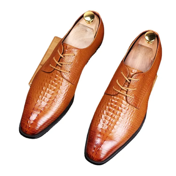 Leather men's pattern casual shoes