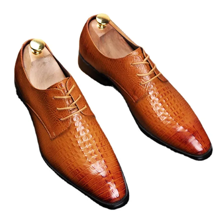 Leather men's pattern casual shoes