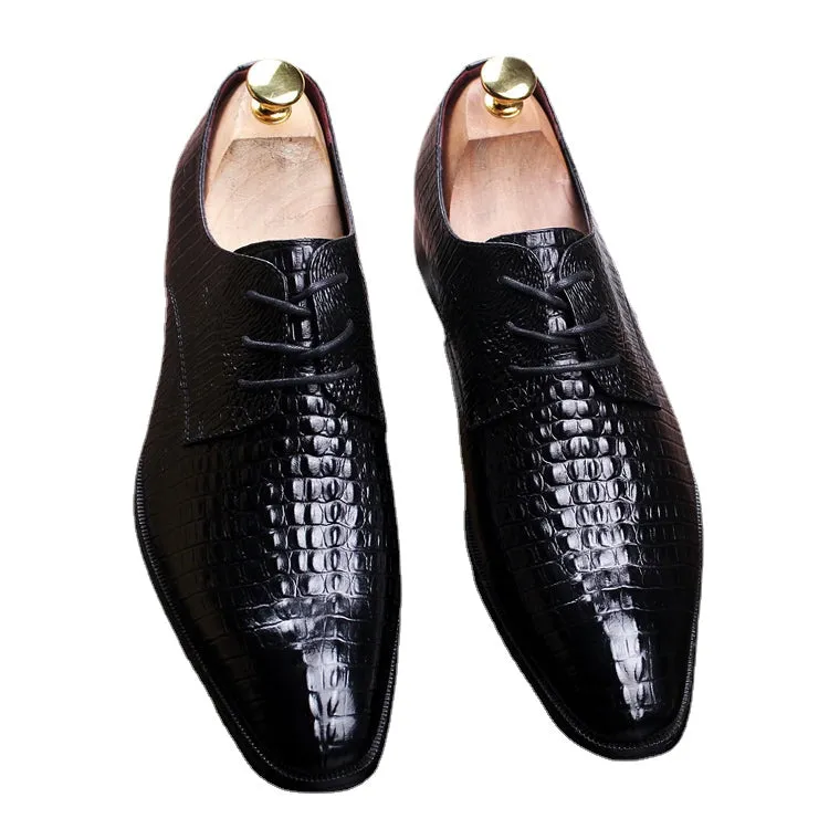 Leather men's pattern casual shoes