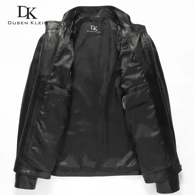 Luxury Man Genuine Sheepskin Leather Jacket Brand Dusen Klein Men Slim Designer Spring Leather Coats Black/Brown 14B0109