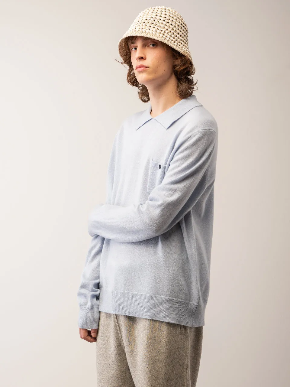 Men Polo Sweater_Baby Blue