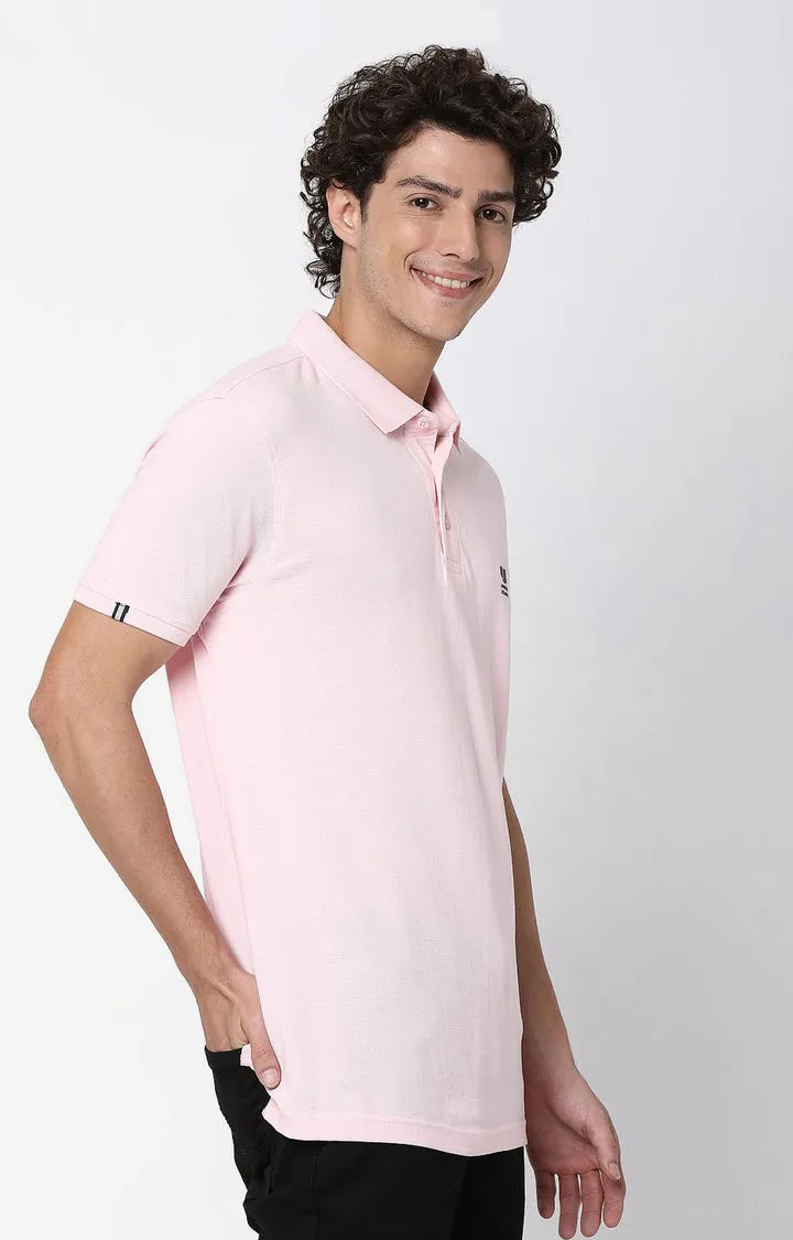 Men Premium Pink Cotton Polo T-Shirts For Men Premium- Underjeans By Spykar