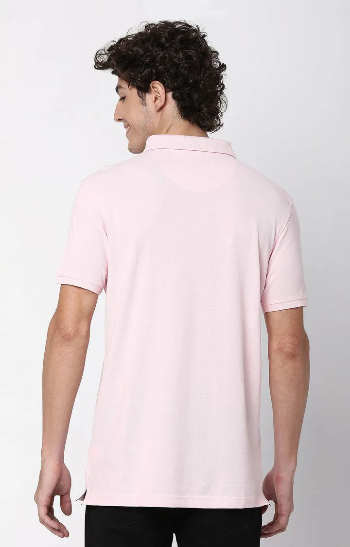 Men Premium Pink Cotton Polo T-Shirts For Men Premium- Underjeans By Spykar