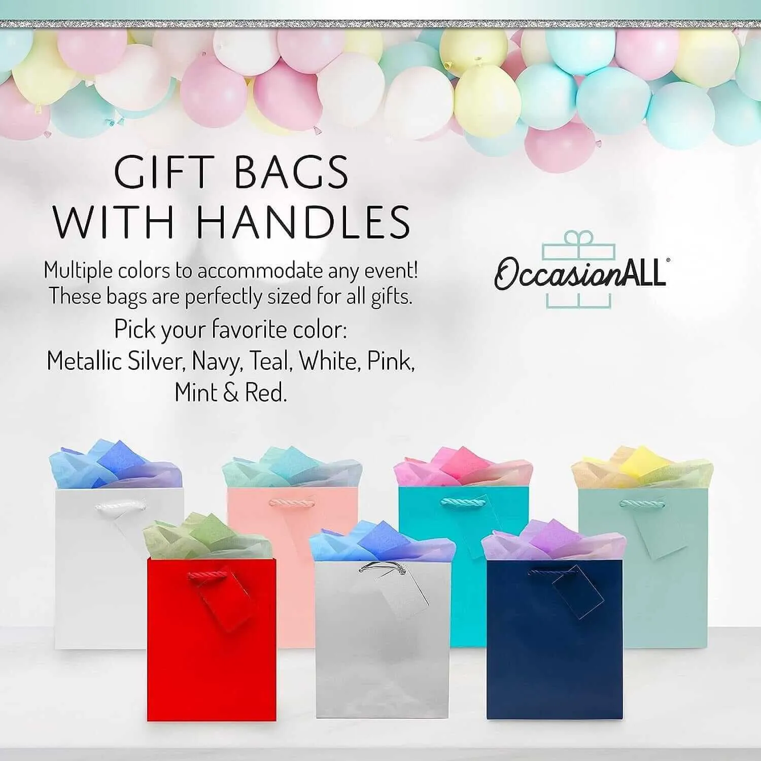 Metallic Silver Gift Bags with Handles