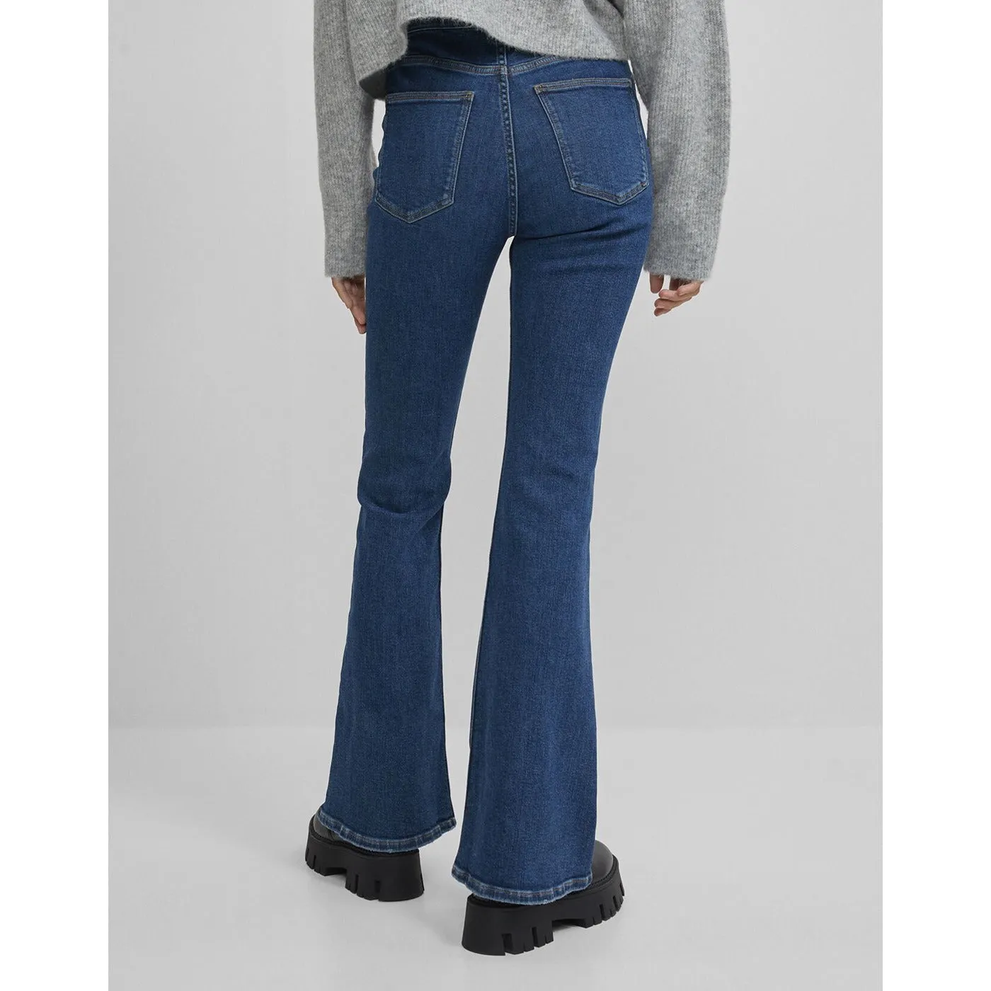 Mid Blue High Rise Flare Jeans