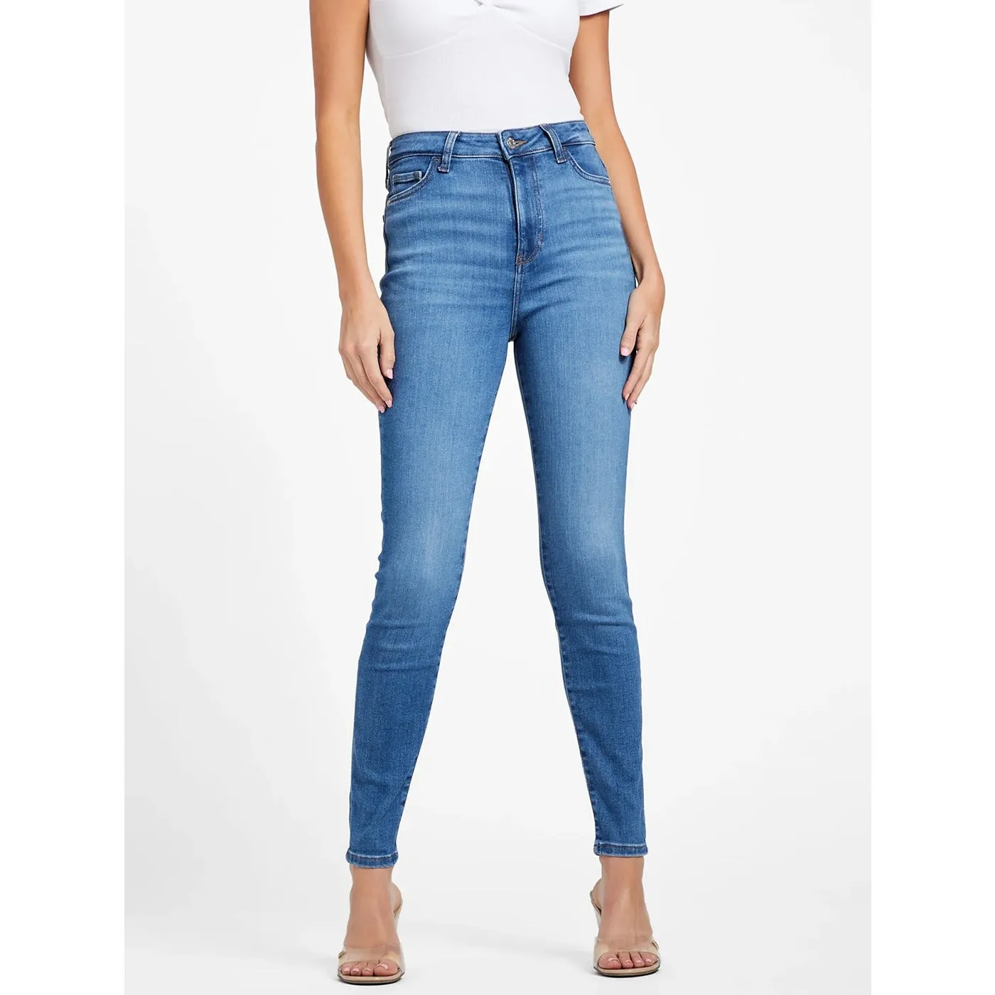 Mid Blue High Rise Skinny Jeans