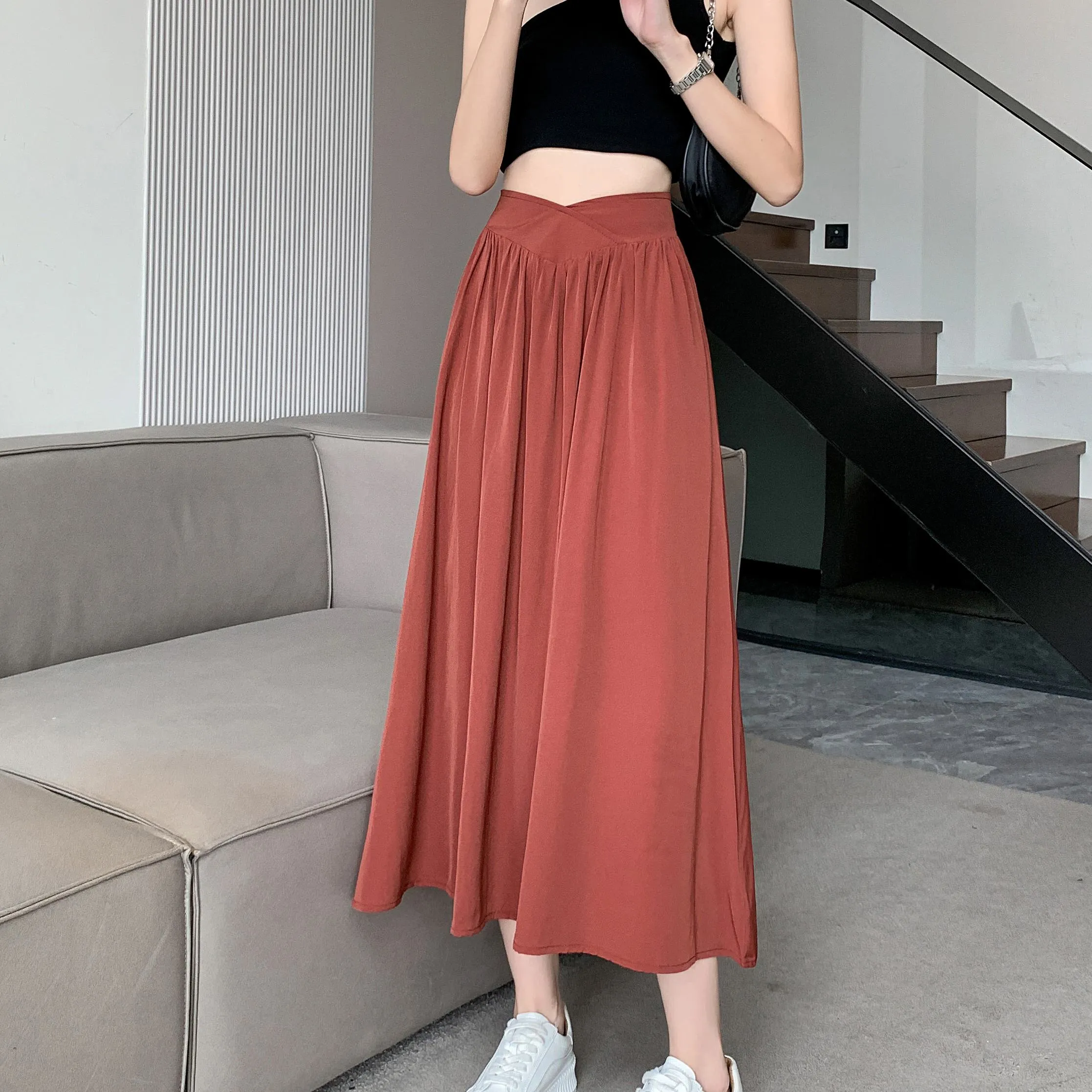 Midi Loose Fit High-Waisted Simplicity Skirt