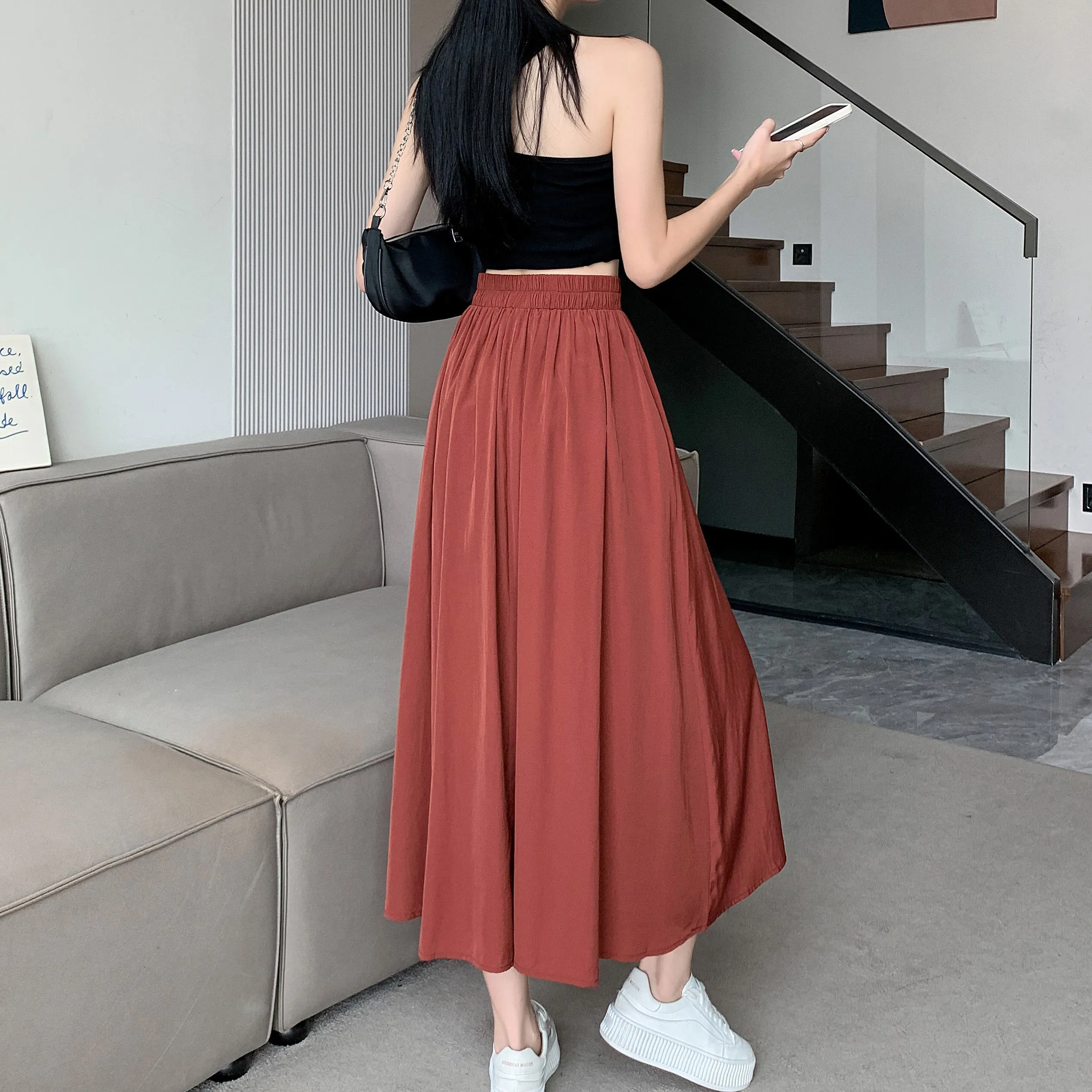 Midi Loose Fit High-Waisted Simplicity Skirt