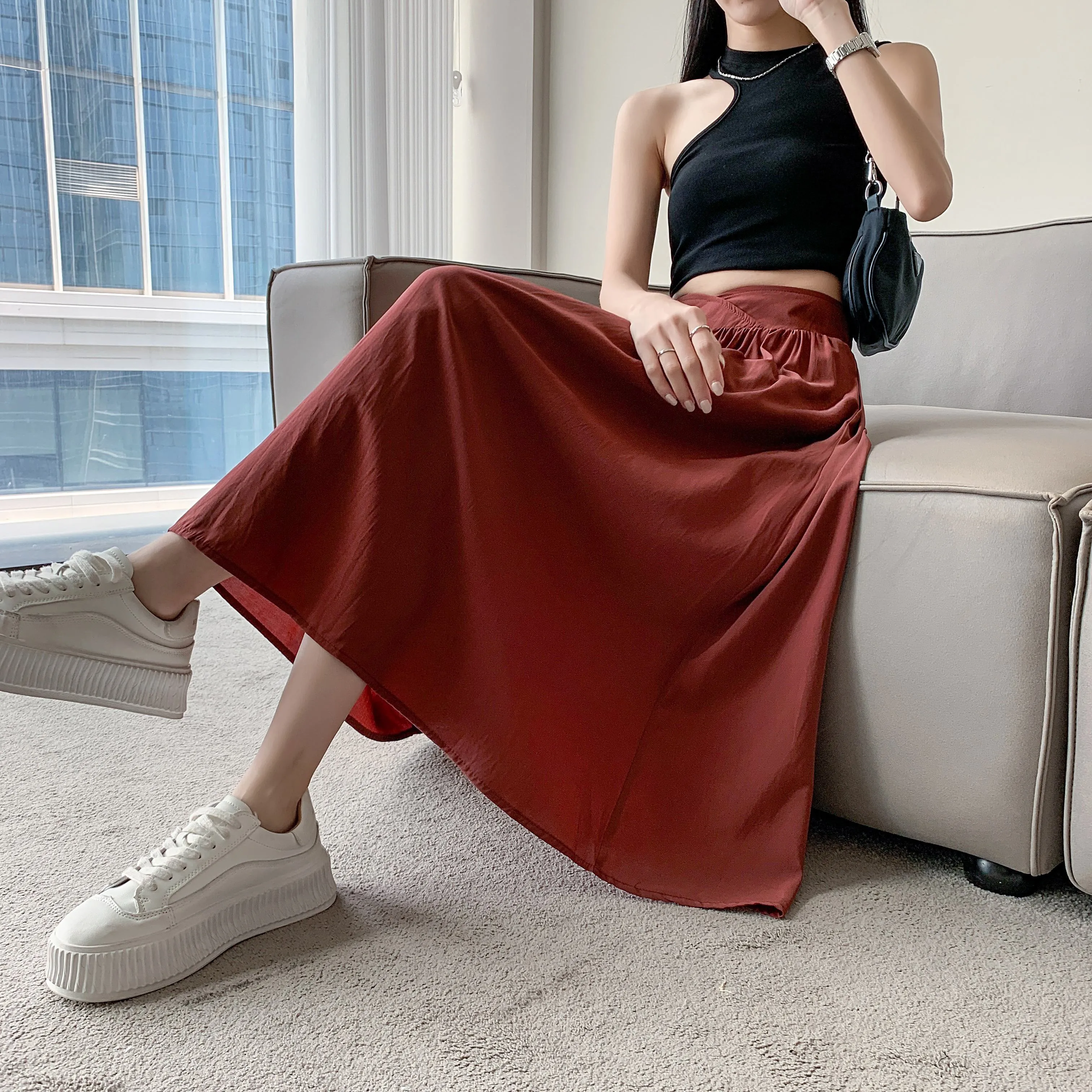 Midi Loose Fit High-Waisted Simplicity Skirt