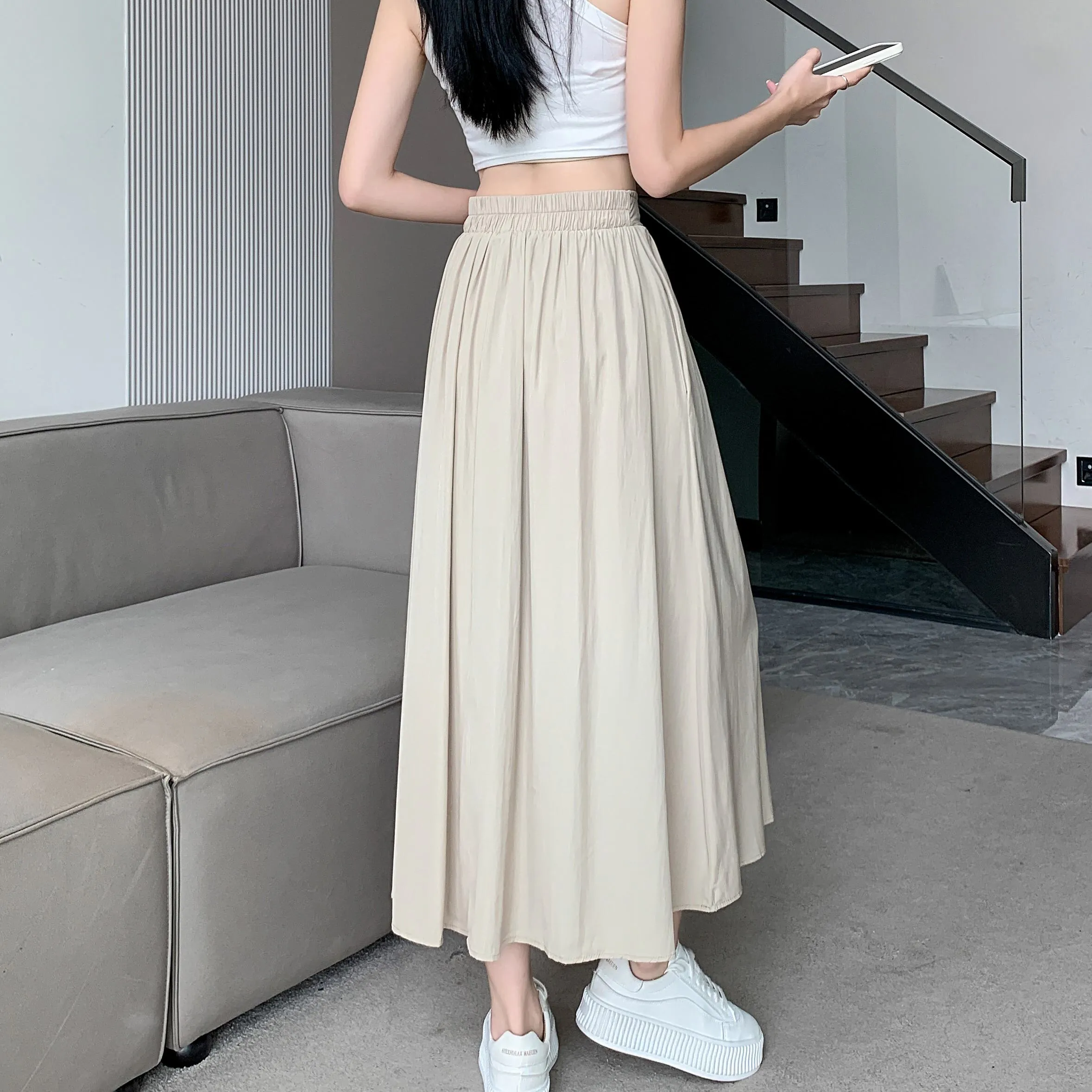 Midi Loose Fit High-Waisted Simplicity Skirt