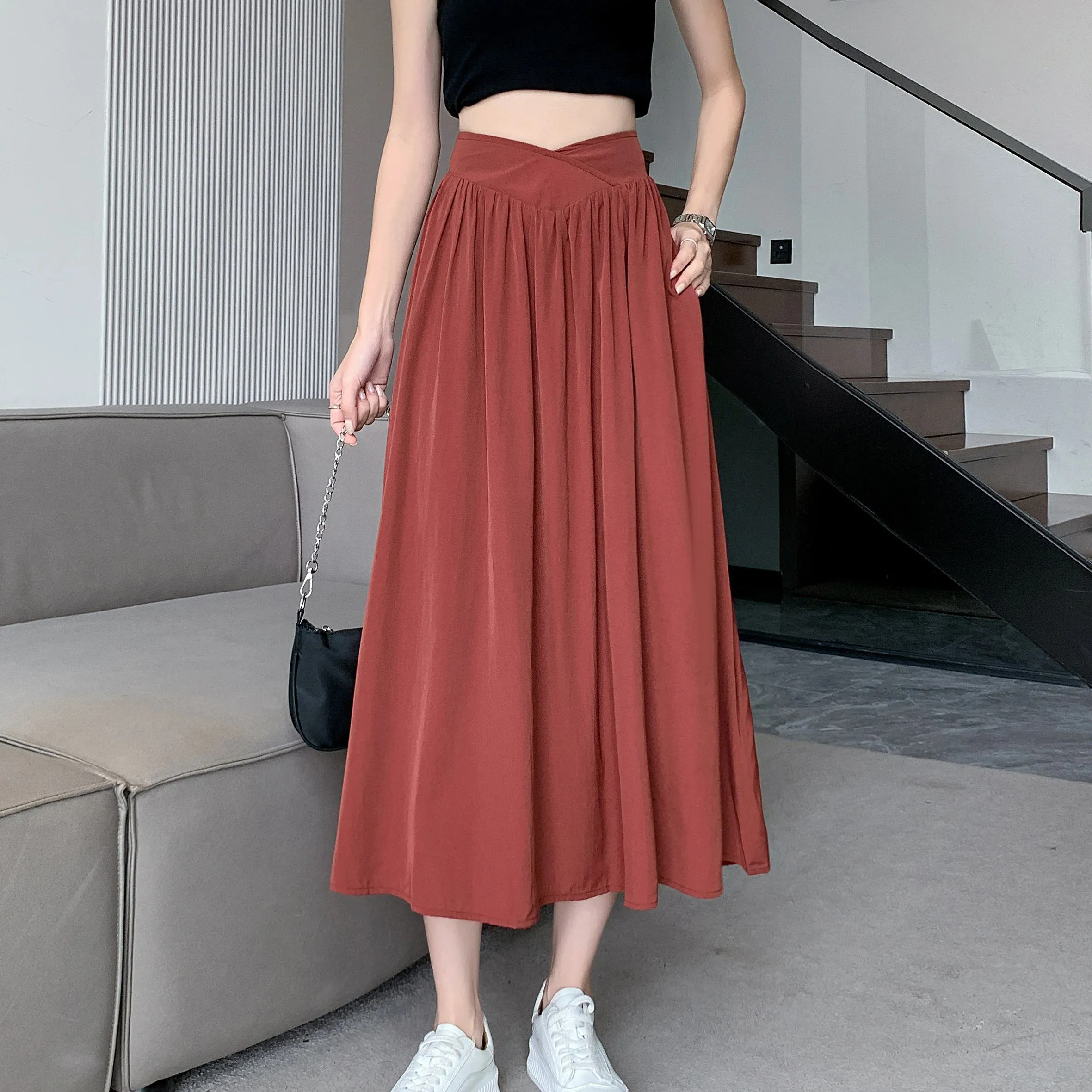 Midi Loose Fit High-Waisted Simplicity Skirt