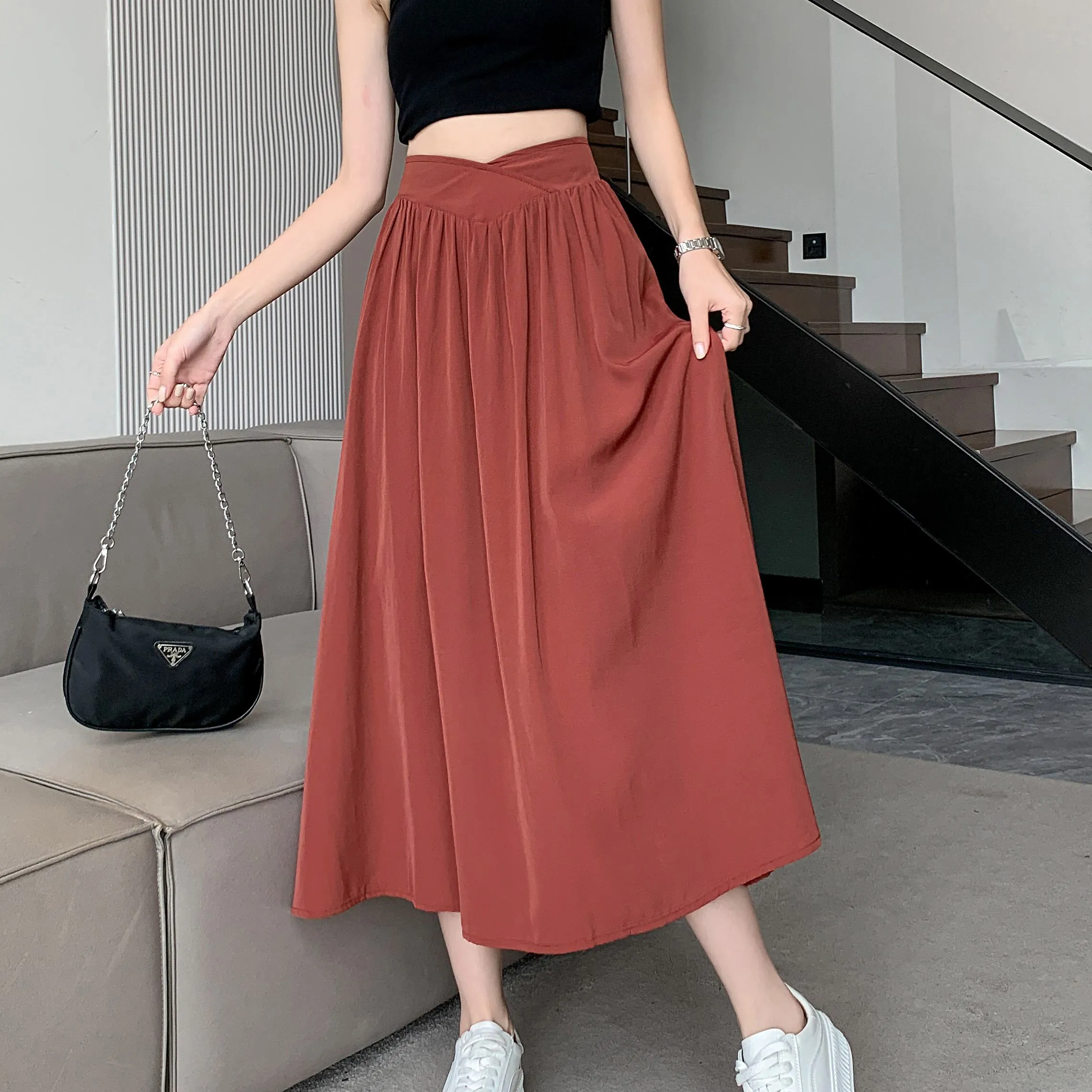 Midi Loose Fit High-Waisted Simplicity Skirt