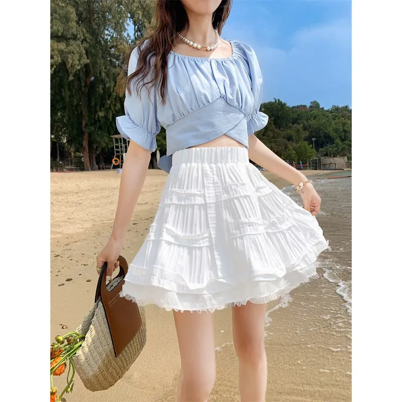 Niche High-Waisted Pleated Fairy Fluffy Skirt