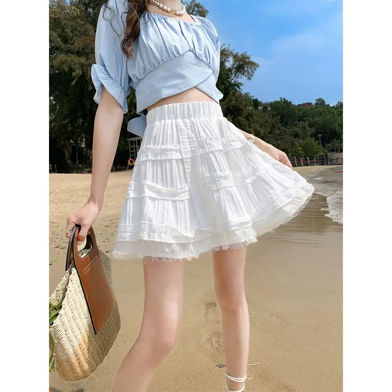 Niche High-Waisted Pleated Fairy Fluffy Skirt