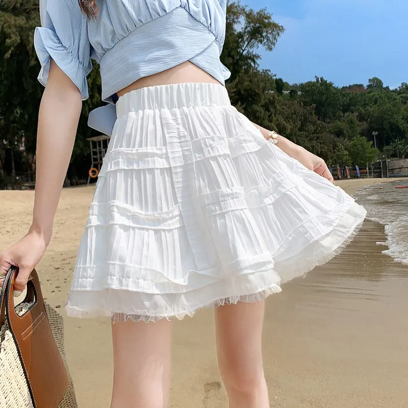 Niche High-Waisted Pleated Fairy Fluffy Skirt