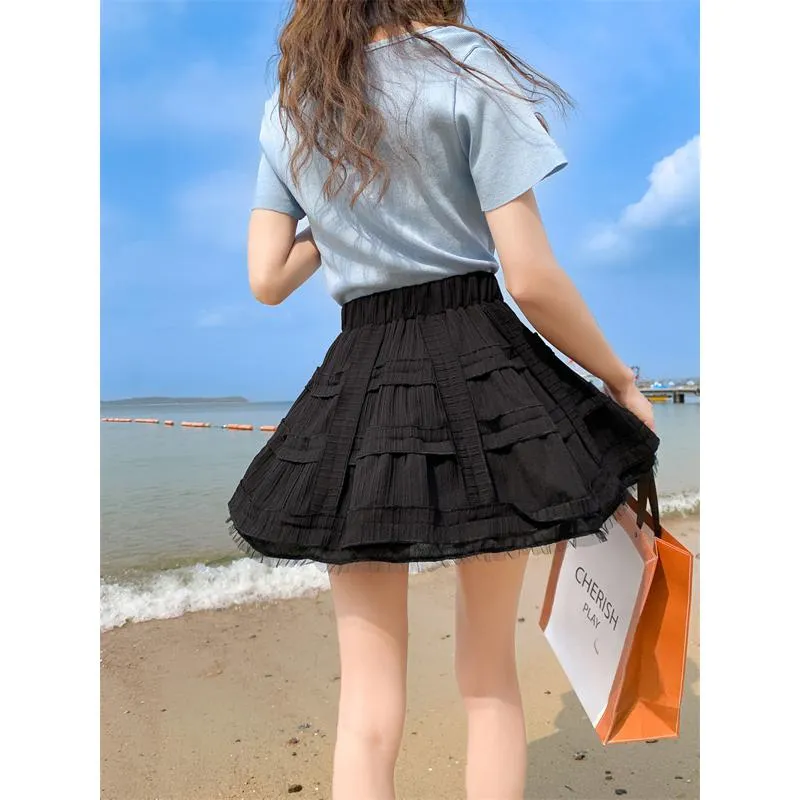 Niche High-Waisted Pleated Fairy Fluffy Skirt