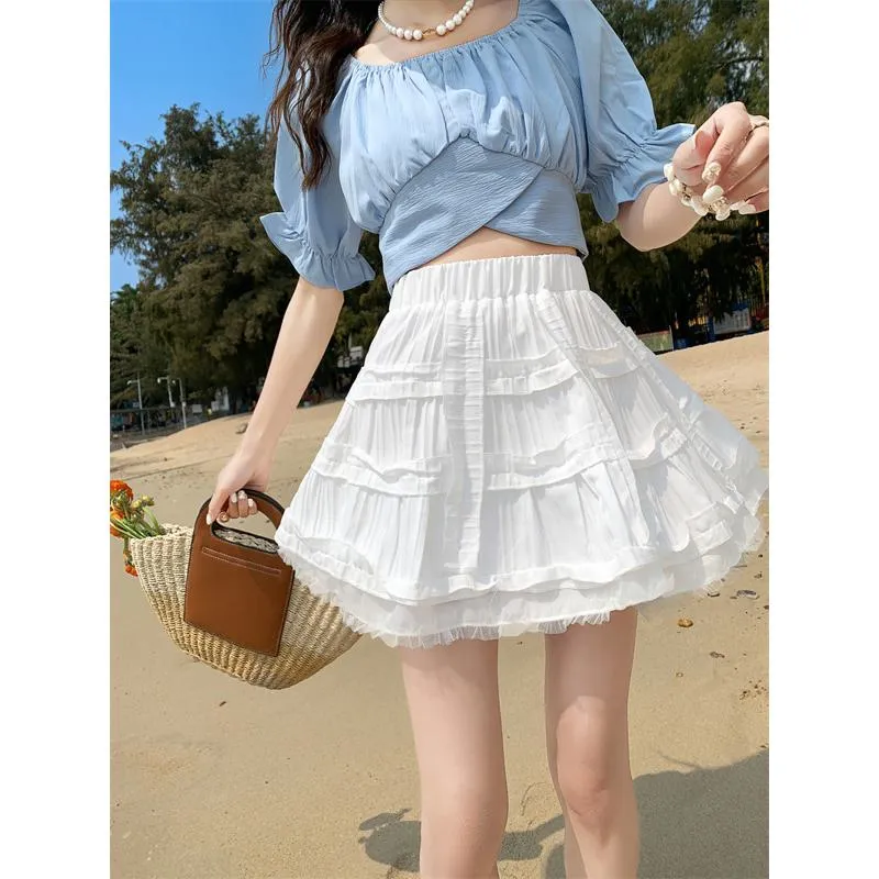 Niche High-Waisted Pleated Fairy Fluffy Skirt