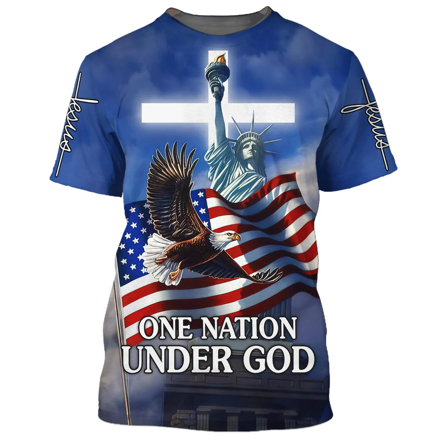 One Nation Under God Shirts - July 4th Statue Of Liberty 3d Shirts - Christian T Shirts For Men And Women