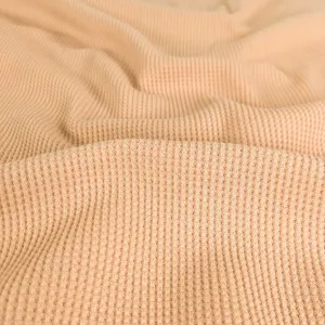 Organic Cotton Stretch Thermal Waffle Knit - Coffee 'n Cream