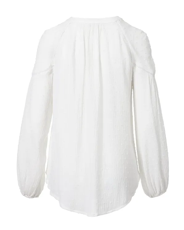 Outback Ladies Coconut Flocked Spot Top- White - On Sale