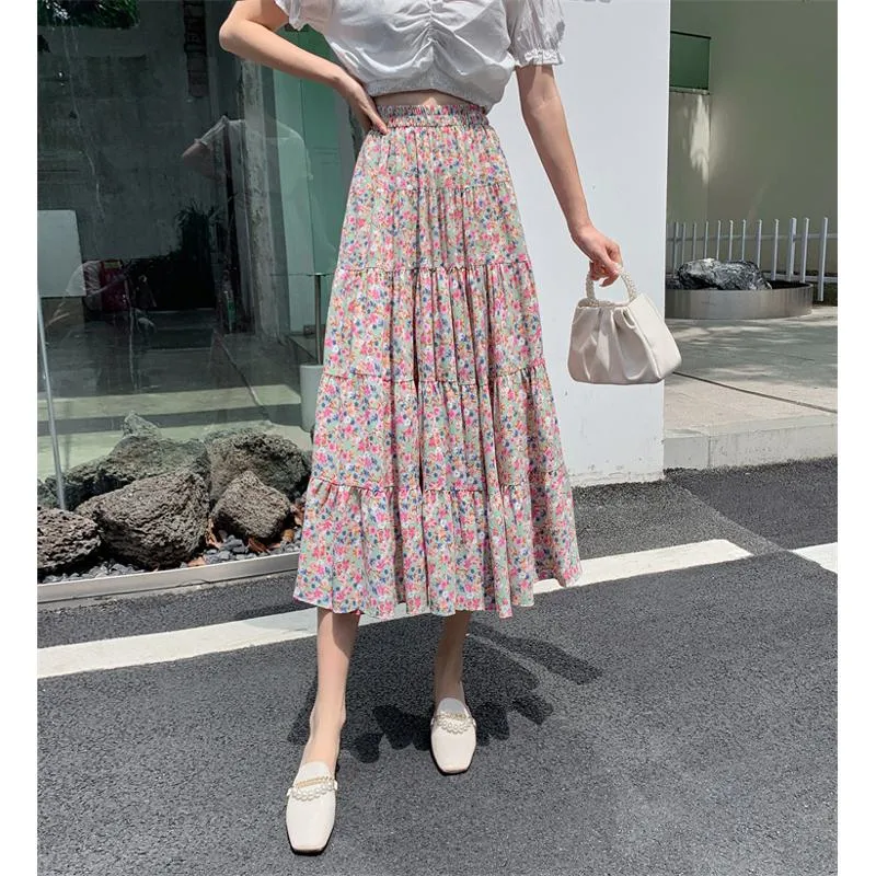 Patchwork Floral Full Skirt Fairy Mesh Skirt