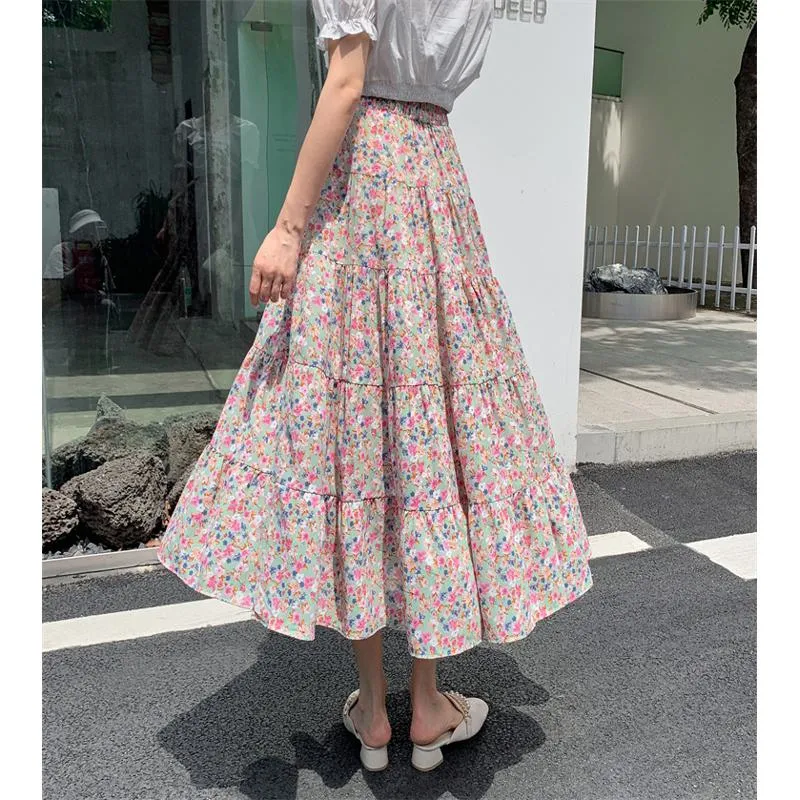 Patchwork Floral Full Skirt Fairy Mesh Skirt