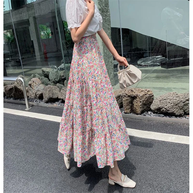 Patchwork Floral Full Skirt Fairy Mesh Skirt