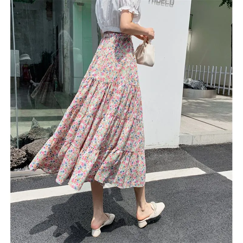 Patchwork Floral Full Skirt Fairy Mesh Skirt