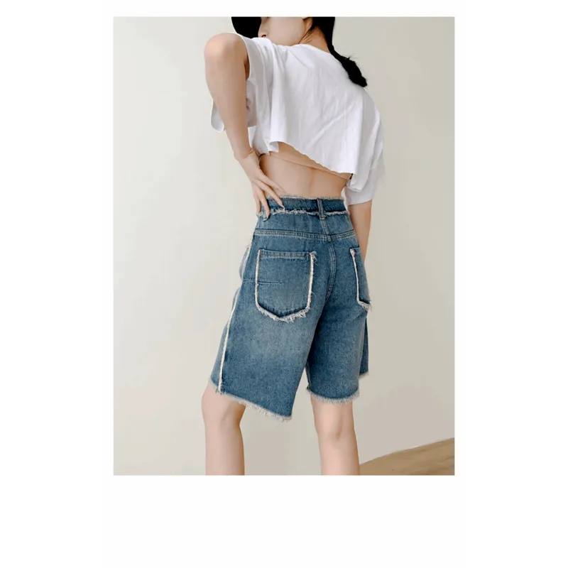 Plus Straight Slimming High-Waisted Denim Shorts