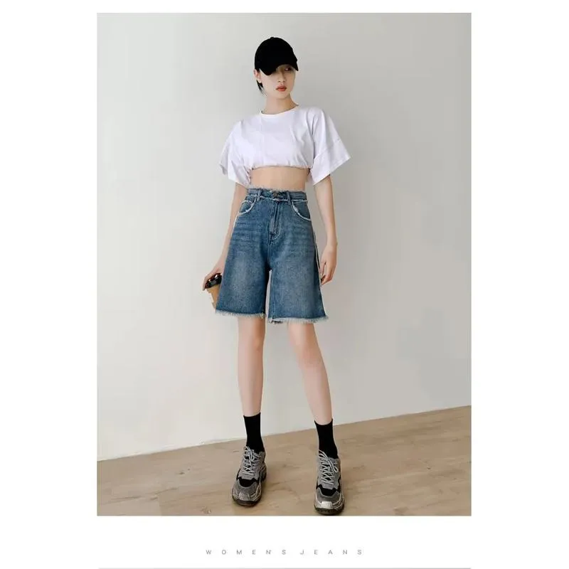 Plus Straight Slimming High-Waisted Denim Shorts