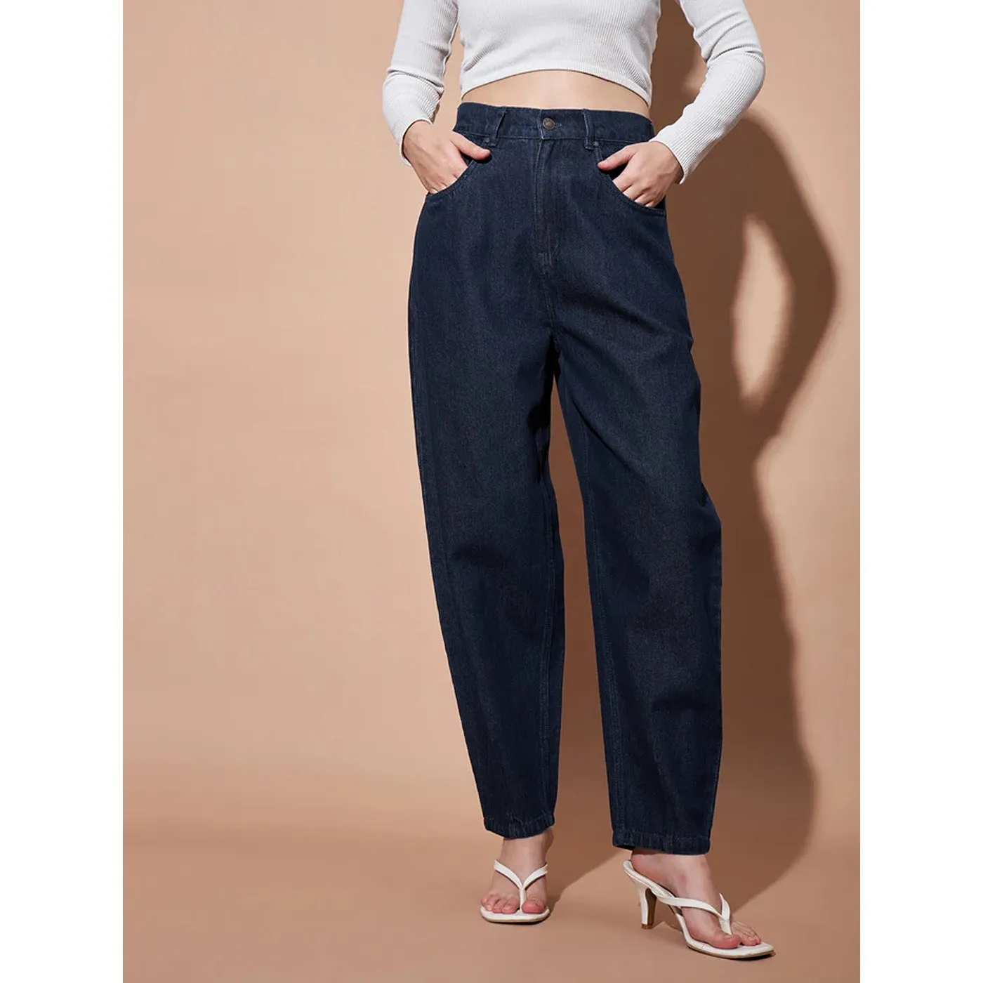 Rinse Wash High Rise Balloon Jeans