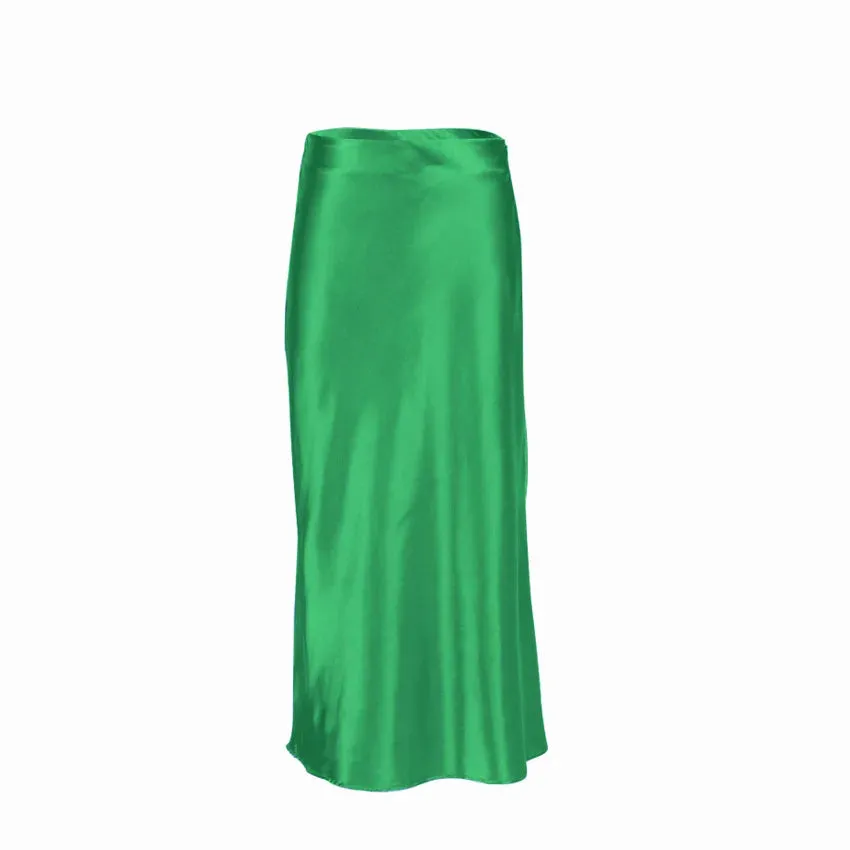 Satin Summer Fashion Soft High Waist Skirt