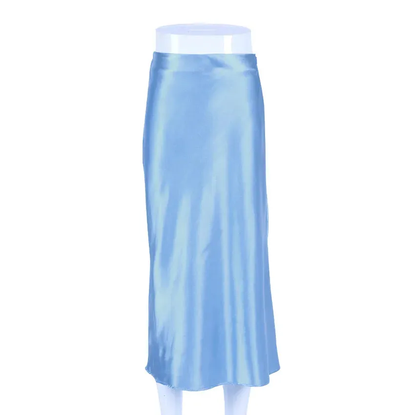 Satin Summer Fashion Soft High Waist Skirt