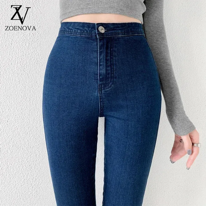 Skinny Jeans For Woman 90s Super Stretch Gray Denim Sexy High Waist Slim Female Fashion Office Trendy Waisted Vintage Pants Y2K