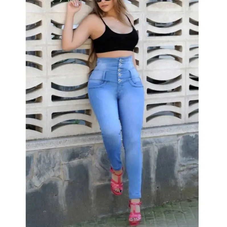 Slim Jeans For Women Skinny High Waisted Blue Denim Pencil Jeans Stretch Pant Woman Pants