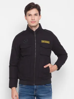 Spykar Black Cotton Men Jacket