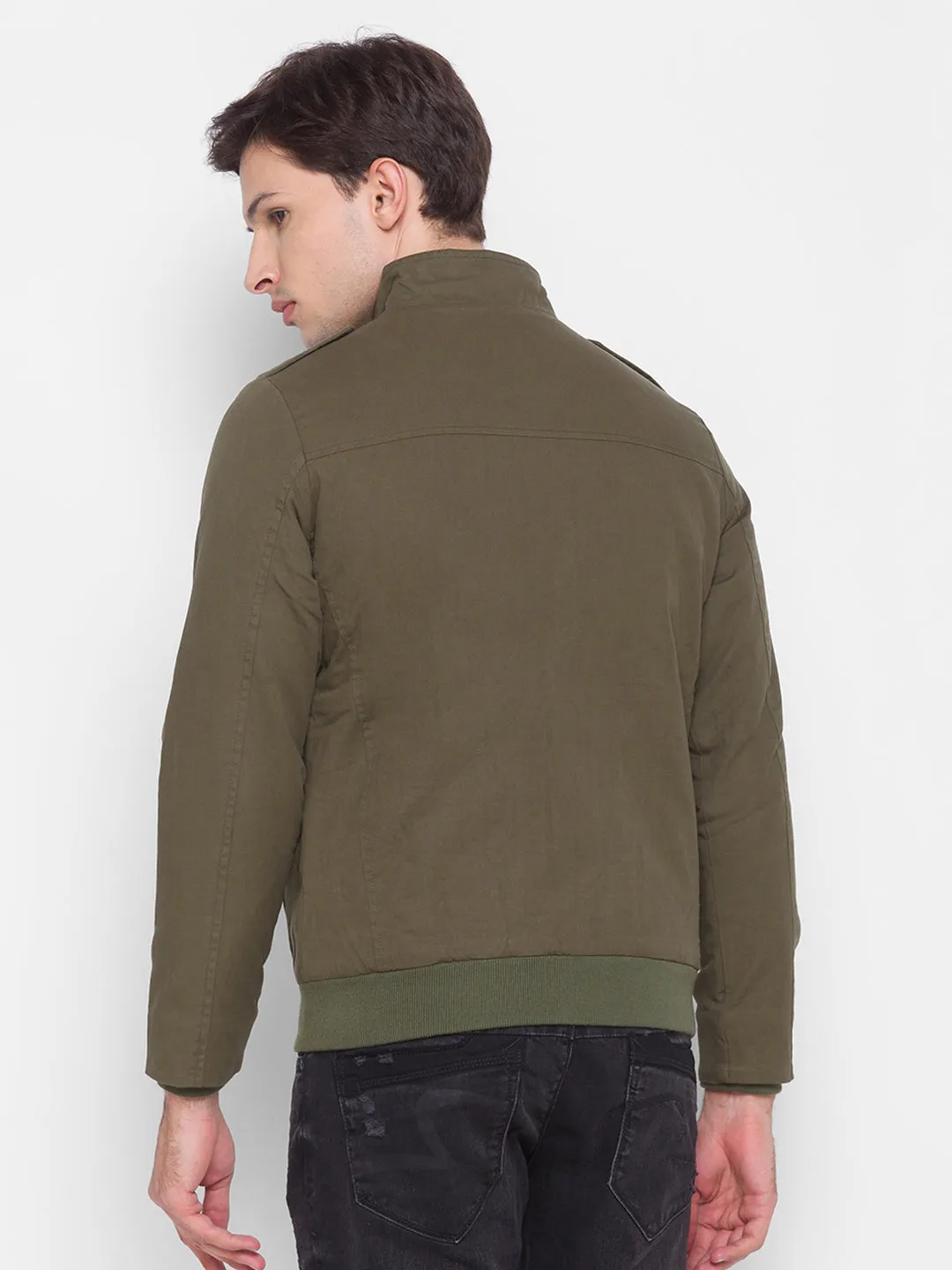 Spykar Green Cotton Men Jacket