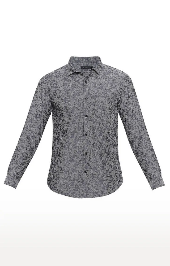 Spykar Grey Cotton Regular Fit Shirts For Men