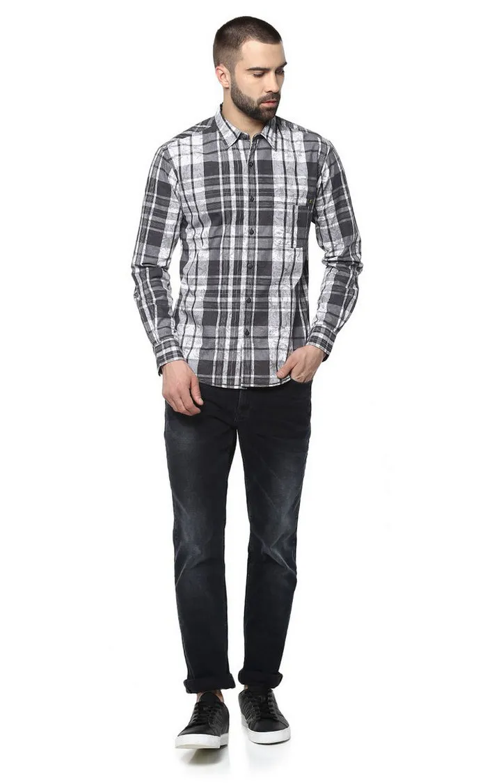 Spykar Men Black Checked Slim Fit Casual Shirt