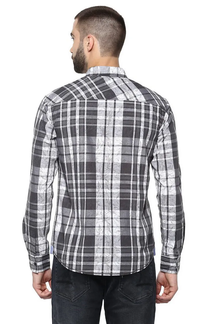 Spykar Men Black Checked Slim Fit Casual Shirt