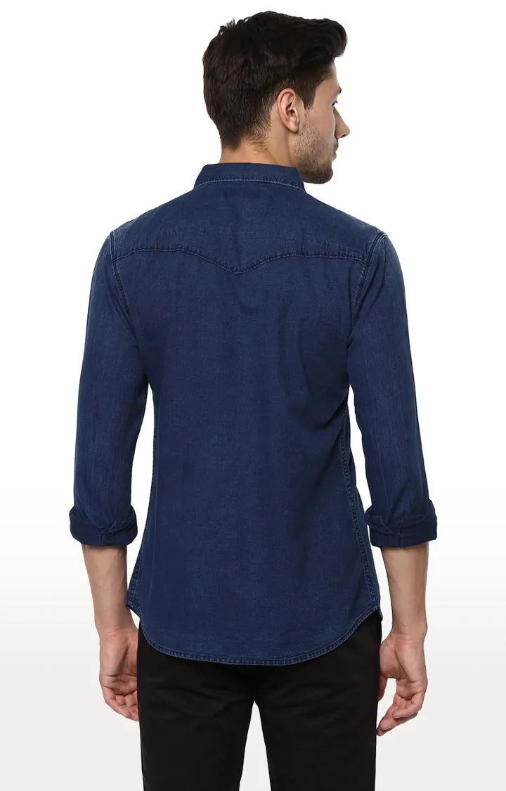 Spykar Men Blue Cotton Casual Shirt