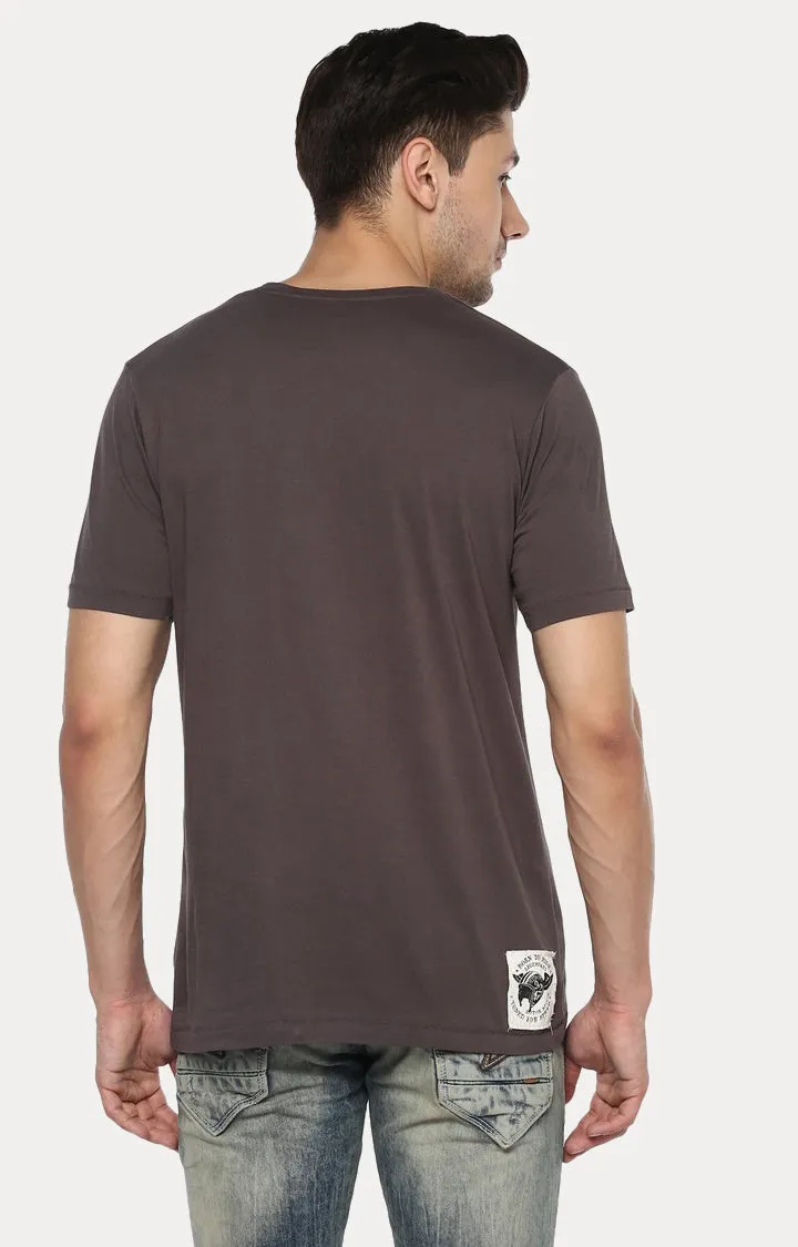 Spykar Men Brown Cotton Slim Fit Round Neck T-Shirt