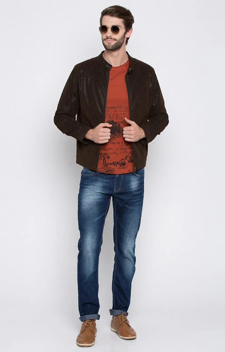 Spykar Men Brown Solid Regular Bomber Jacket