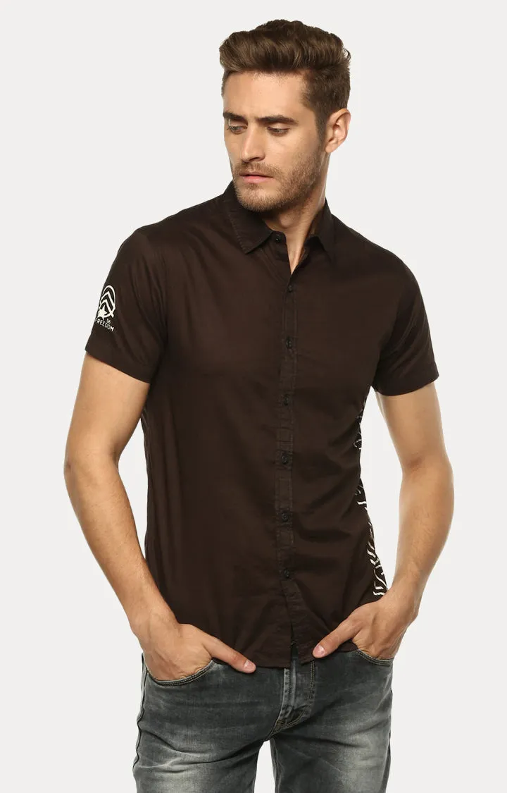 Spykar Men Brown Solid Slim Fit Casual Shirt