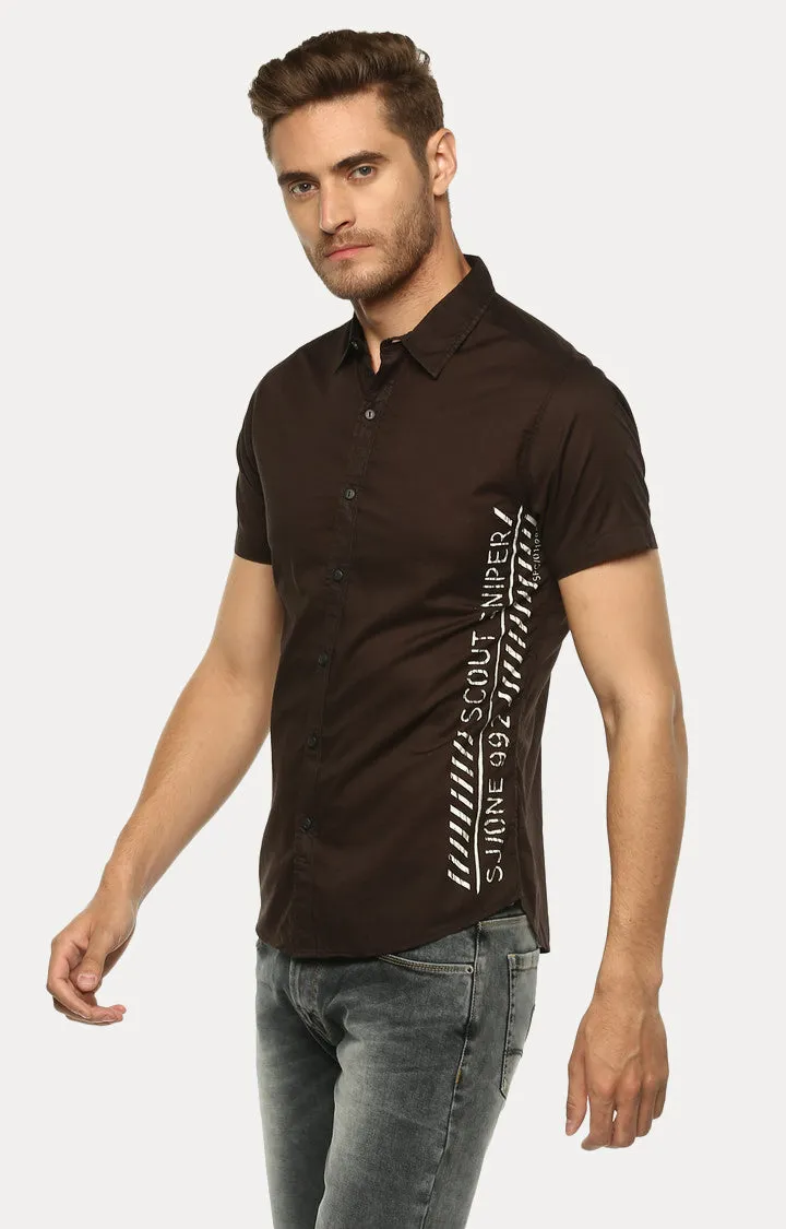 Spykar Men Brown Solid Slim Fit Casual Shirt