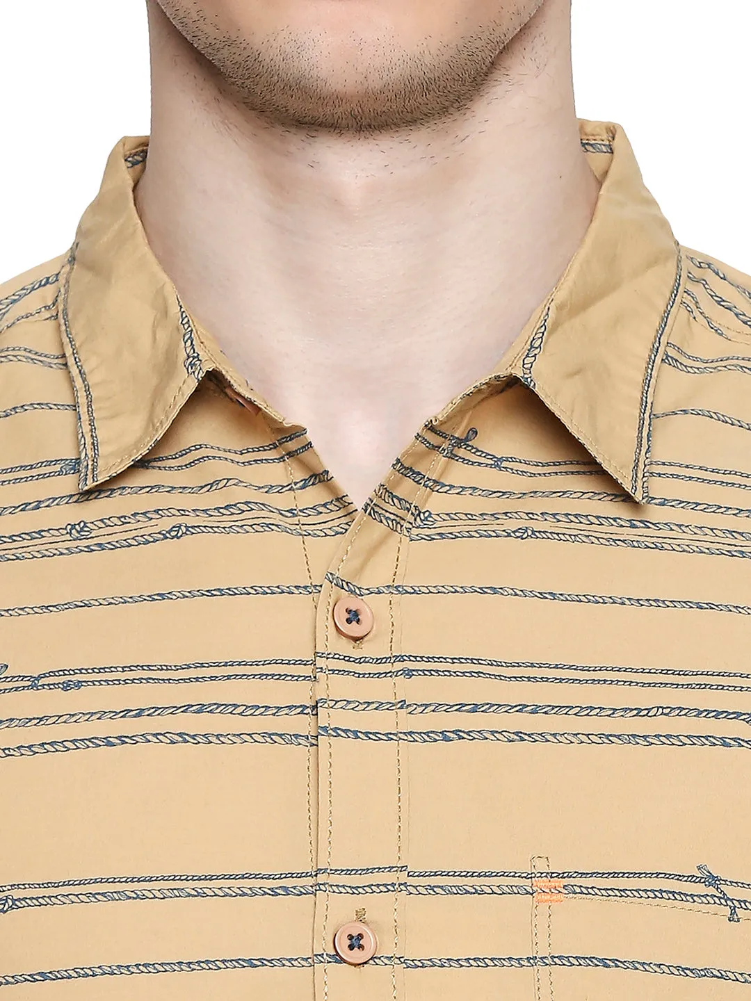 Spykar Men Cotton Khaki Shirt